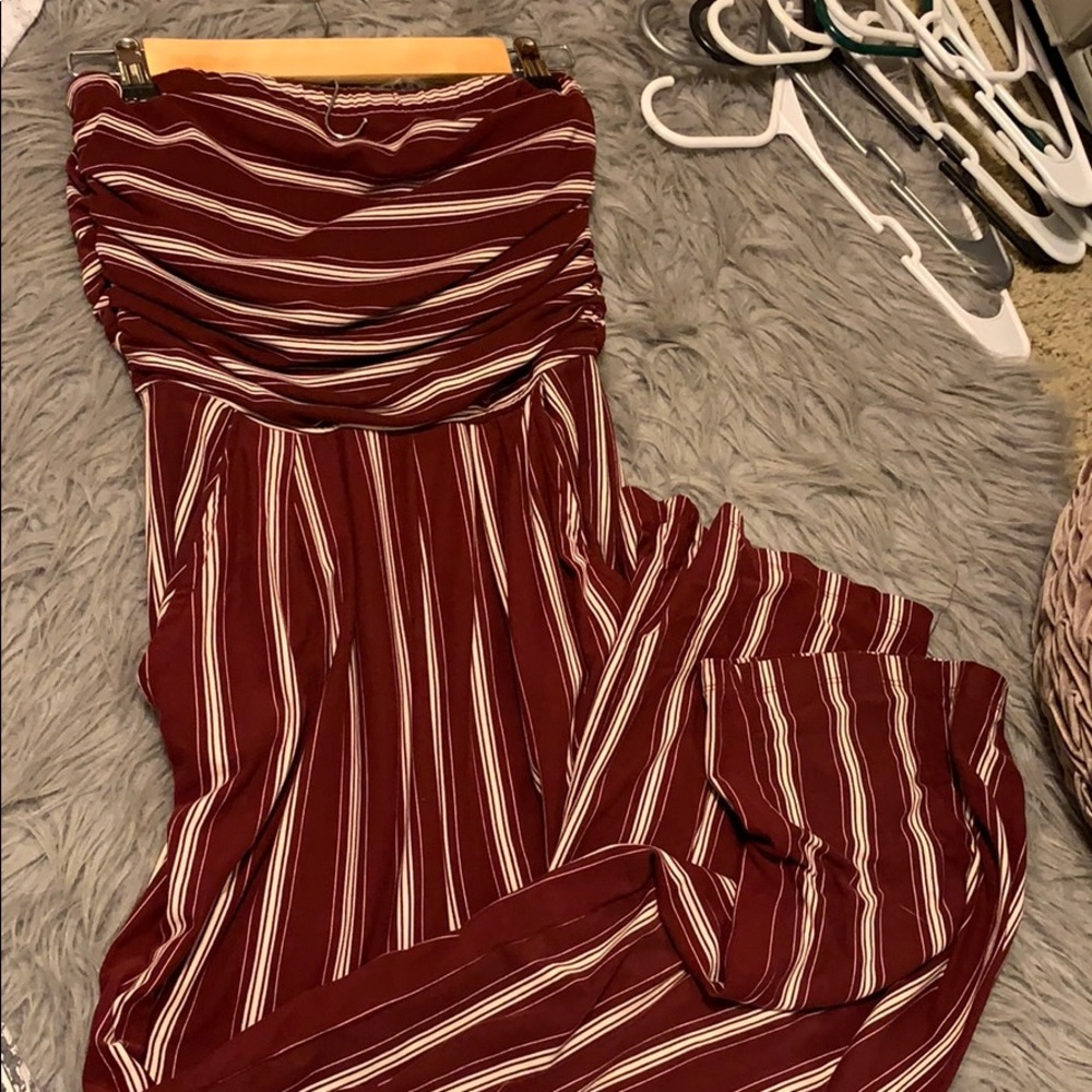 ON HOLD Stripped Maroon Pantsuit w Pockets